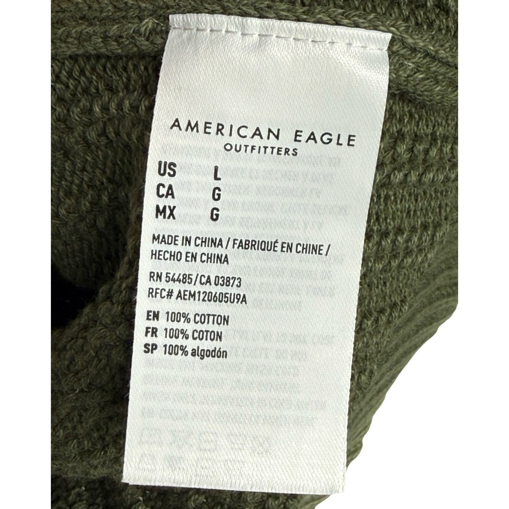 American Eagle Olive Green Cable Knit Sweater Tank Top Cropped V-Neck Large - Picture 5 of 5